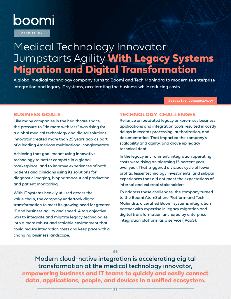 Medical Technology Innovator Jumpstarts Agility With Legacy Systems Migration and Digital Transformation