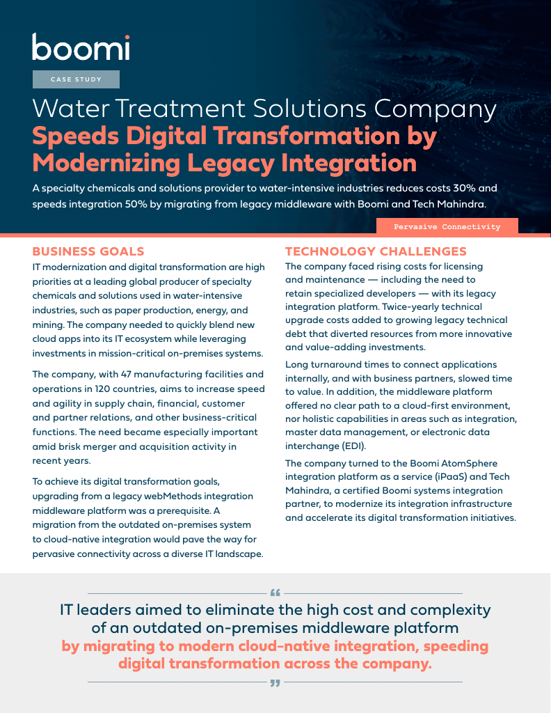 Water Treatment Solutions Company Speeds Digital Transformation by Modernizing Legacy Integration